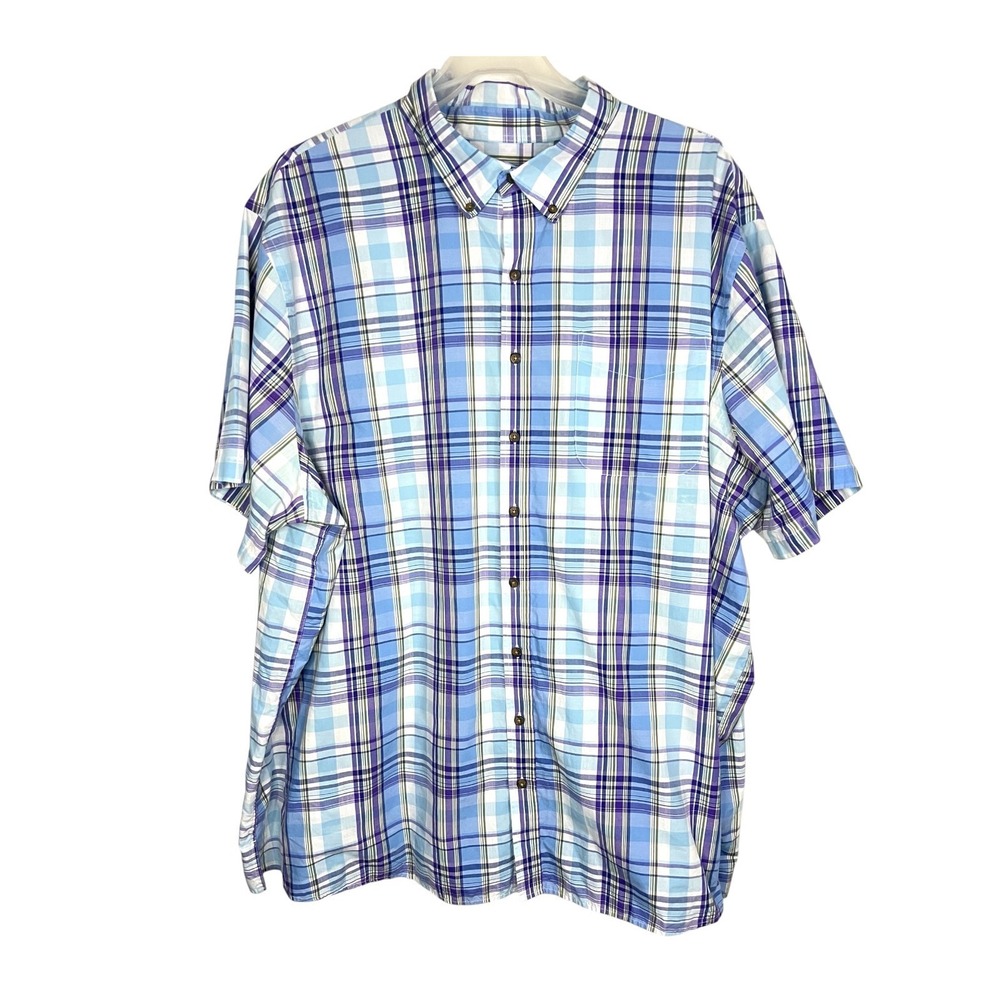 HB Harbor Bay Men's Blue/Purple Plaid Button Down Shirt - Sz 4XLT